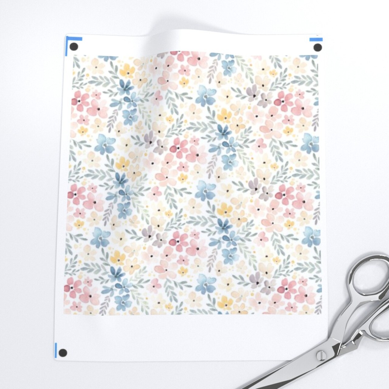 Whimsical Floral Watercolor Flowers Nature Botanical Pink Blue Pastel Spring Small Scale Custom Printed Fabric by Spoonflower Various Fabrics by the Yard or Fat Quarter